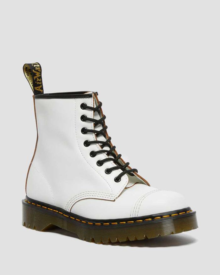 Dr Martens Vintersko Dame Hvite 1460 Bex Made In England Toe Cap Lace Up 5786FCEAK